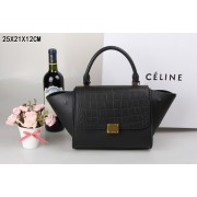 2015 Celine classic plain weave with crocodile 3345-2 black HV06773KX22