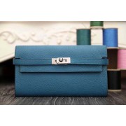 2015 Hermes kelly wallet new model 051300 blue HV01894Wi77