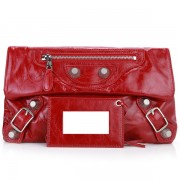 Balenciaga Flap Clutch Bag Eggplant 330 Red Silver HV10532sY95