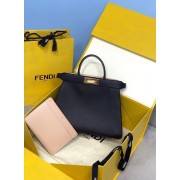 Best 1:1 Fendi PEEKABOO ISEEU MEDIUM leather bag 70193 Black HV01724eT55