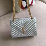 Best 1:1 YSL Flap Bag Calfskin Leather 428134 silver HV10849eT55