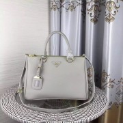 Best Prada Double Tote Bag Litchi Leather 1579 Grey HV01220Ml87