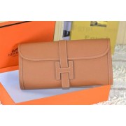 Best Quality 2015 hermes jige elan long clutch bag epsom leather camel 509058 HV01938xb51