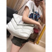 Best Quality Imitation Yves Saint Laurent LOULOU PUFFER MEDIUM BAG IN QUILTED CRINKLED MATTE LEATHER Y577475 White HV01947dK58