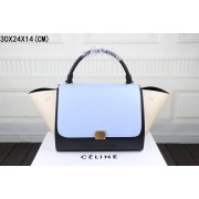 Best Replica Celine Trapeze Bag Original Leather 3342 sky blue&black&off white HV00500bj75