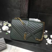 Best Replica YSL Flap Bag Calfskin Leather 392738 green Gold buckle HV02347zU69