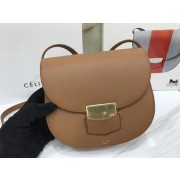 Celine Compact Trotteur Cattle leather Mini Shoulder Bag 1268 brown HV05745De45