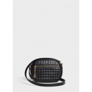 CELINE CROSS BODY SMALL C CHARM BAG IN QUILTED CALFSKIN 188363 BLACK HV11830rd58