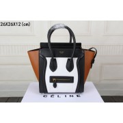 Celine luggage micro boston bag original leather 3308-1 white&black&brown HV01364fr81