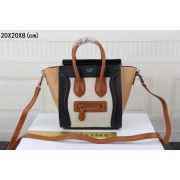 Celine luggage nano bag original leather 3308 white&black&apricot HV08245RX32