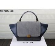 Celine Trapeze Bag Original Leather 3342-1 gray&black&dark blue HV03984UM91