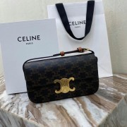 Celine TRIOMPHE SHOULDER BAG IN TRIOMPHE CANVAS AND CALFKSIN 194142 TAN HV10422Pu45