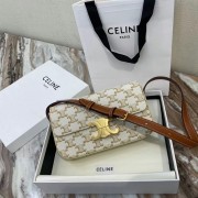 Celine TRIOMPHE SHOULDER BAG IN TRIOMPHE CANVAS AND CALFKSIN 194142 WHITE HV09153Ea63