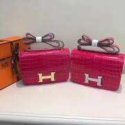 Cheap Fake Hermes Constance Bag Croco Leather H6811 rose HV00814BC48