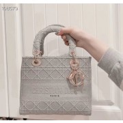 Copy 1:1 MEDIUM LADY D-LITE BAG Cannage Embroidery M0565OREY gray HV07012xD64