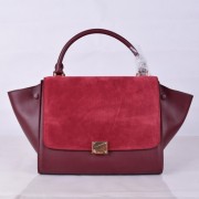 Copy Celine Trapeze Bag Original Nubuck Leather 8803-7 Burgundy HV00884Ey31