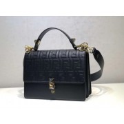 Copy FENDI Kan I Leather Shoulder Bag 8BT283A black HV00711Zn71