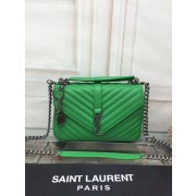 Designer YSL Flap Bag Calfskin Leather 2508 green silver buckle HV01659vs94