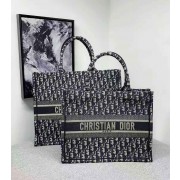 DIOR BOOK TOTE BAG IN EMBROIDERED CANVAS C1287 dark blue HV09988Rc99