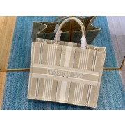 DIOR BOOK TOTE Beige Stripes Embroidery M1286Z HV06610Eb92