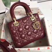 Dior lucky badges Original sheepskin Tote Bag A88035 Bordeaux HV01107Tk78