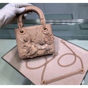 Dior MINI LADY DIOR CALFSKIN BAG Flower M0505 Nude HV07967hI90