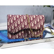 Dior SADDLE DENIM CANVAS BAG S5614 burgundy HV01073va68