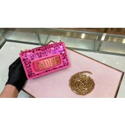 DIOR WITH CHAIN SMOOTH CALFSKIN EMBROIDERED WITH A MOSAIC OF MIRRORS M900 rose HV06193nQ90