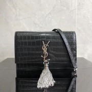 Fake Best SAINT LAURENT Kate crocodile-embossed leather cross-body bag 452159 black HV01466Nk59