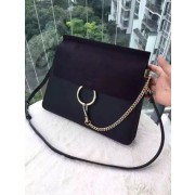 Fake Chloe Faye Shoulder Bag Suede Leather 9201L black HV08929Iw51