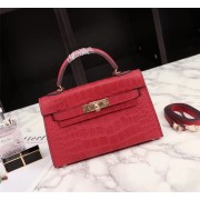 Fake Hermes Kelly 19cm Tote Bag crocodile Leather KL19 red HV00902xR88