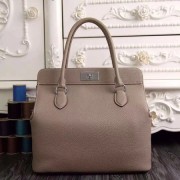 Fake Hermes original leather toolbox handbag 3069 light gray HV11423Sq37