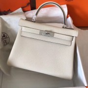 Fake Hermes original Togo leather kelly bag KL320 cream HV01024kw88