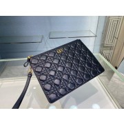 Fake LARGE DIOR CARO DAILY POUCH Black Supple Cannage Calfskin S5086U HV11815EQ38