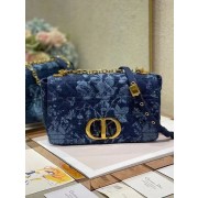 Fake MEDIUM DIOR CARO BAG Blue Dior Flowers Cannage Denim M9243UJ HV02727xR88