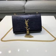 Fake SAINT LAURENT Kate croc-embossed leather shoulder bag 474366 Royal Blue HV01604tu77