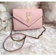 Fake Yves Saint Laurent Monogramme Calf leather cross-body bag 2569 pink HV00018Hj78