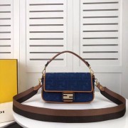 Fendi BAGUETTE LARGE Blue denim bag F0386 blue HV02239Kd37