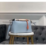 FENDI BY THE WAY REGULAR Small multicoloured leather Boston bag 8BL1245 sky blue&cream HV00498uZ84