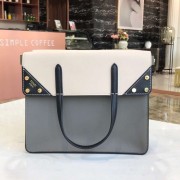 FENDI FLIP REGULAR Multicolor leather and suede bag 8BT302A grey&white HV06581jo45