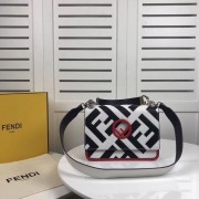 Fendi KAN I LOGO Handbag 8BS089 white&black HV06013Kf26