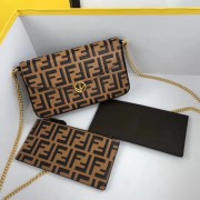 Fendi WALLET ON CHAIN WITH POUCHES leather mini-bag 8BS032 apricot HV01934Av26