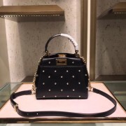 First-class Quality Fendi PEEKABOO XS black leather mini-bag 8BN309A HV05097Sf41