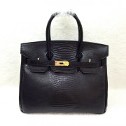 Hermes birkin 30cm lizard leather tote bag H30 black HV08860HW50