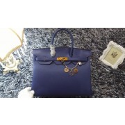 Hermes Birkin 35cm tote bag litchi leather H35 royal blue HV07956gN72