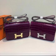 Hermes Constance Bag Croco Leather H6811 purple HV02522Tk78