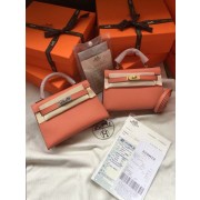 Hermes Kelly 19cm Shoulder Bags Epsom Leather KL19 pink HV03594Mn81