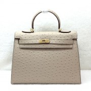 Hermes kelly 32cm ostrich leather tote bag H32 apricot HV02421uk46