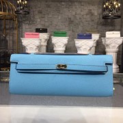 Hermes Kelly Clutch Epsom calfskin H0588 sky blue HV03767Ri95