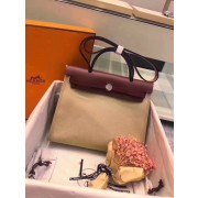 Hermes original canvas&calfskin leather herbag H45987 Cream with wine HV00246dX32